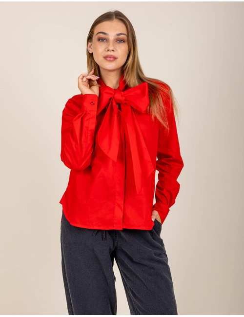 Rosaline - Blouse en popeline avec col lavallière