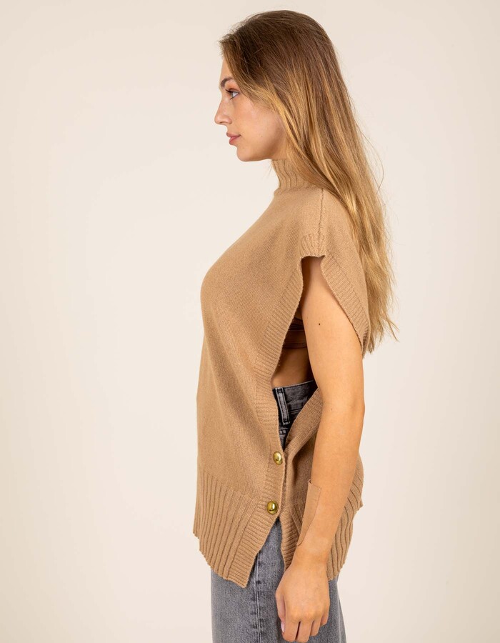 Twinset gilet zonder mouw camel