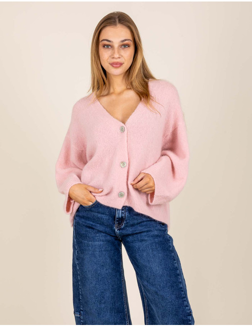 Amador - lange mouw gilet in roze