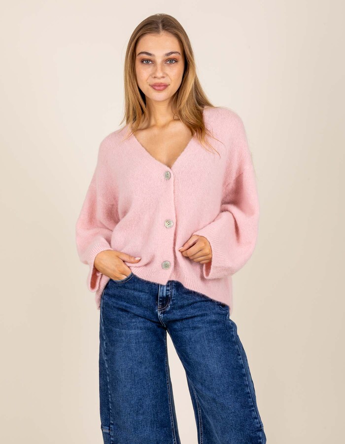 Amador - lange mouw gilet in roze