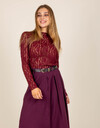 Giselle - T-shirt transparent à manches longues rouge