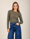 Giselle - T-shirt transparent à manches longues kaki