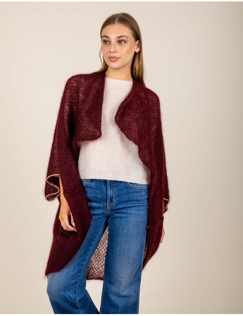 Annelies - Gilet en maille bordeaux
