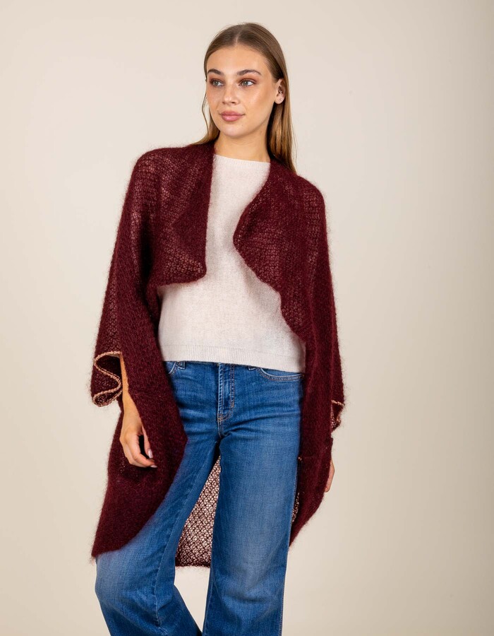 Annelies - gebreide gilet in bordeaux