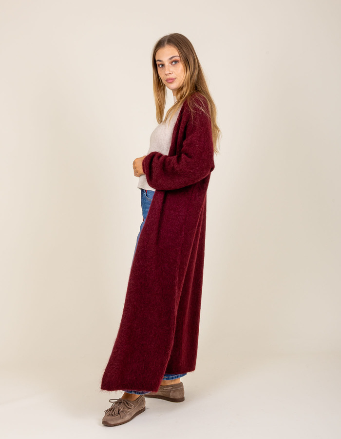TANJA - Gilet long en maille bordeaux