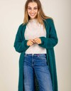 TANJA - Gilet long en maille vert foncé