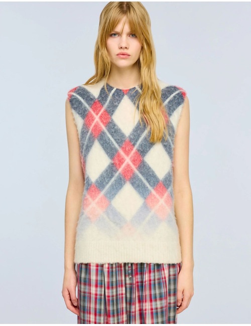 Hailey - Pull sans manches à motif losanges