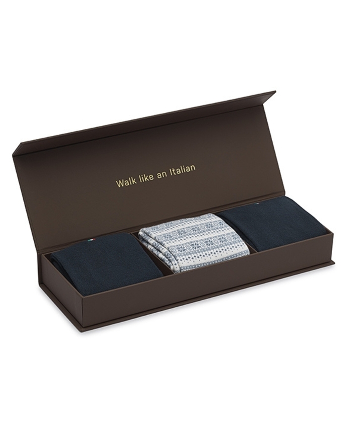 Geschenkbox met 3 paar sokken in navy