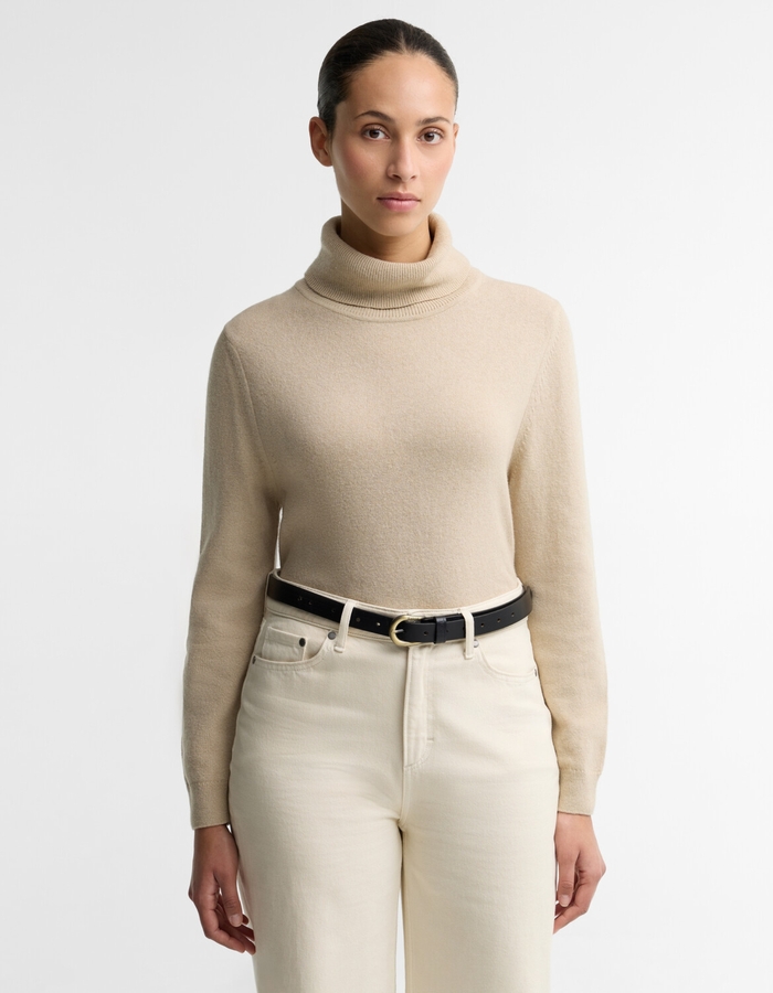 Pull fin à col roulé dans une élégante teinte beige