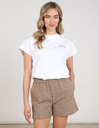 Shanna - T-shirt met bloezende pasvorm en Bonheur print