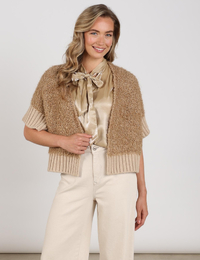 Nukus lange mouw gilet camel