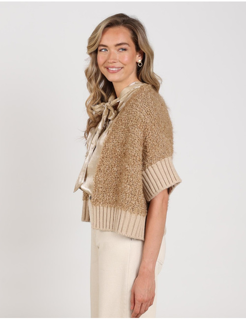 Nukus lange mouw gilet camel