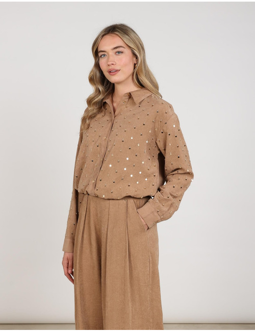 Nukus lange mouw bloes camel