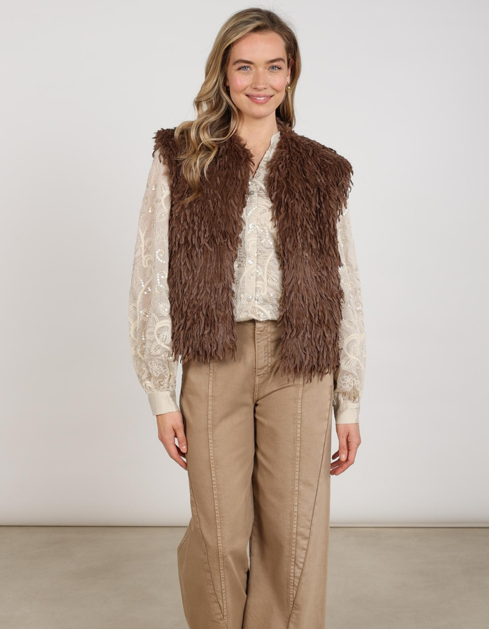 Nukus gilet zonder mouw taupe