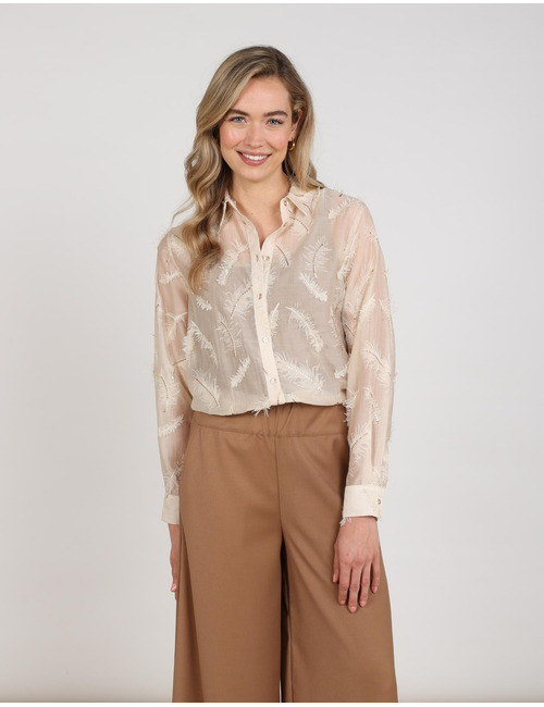 Nukus lange mouw bloes beige