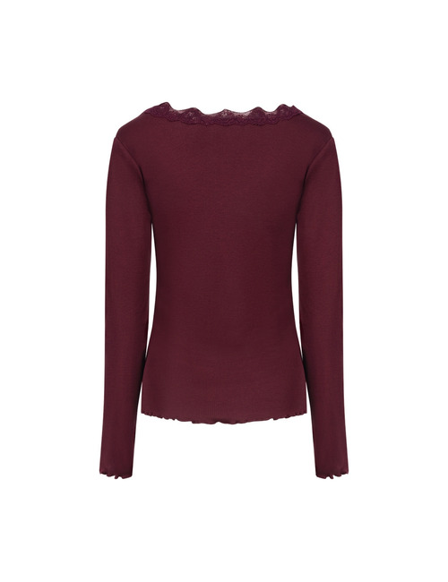 Mika - T-shirt met kanten halslijn bordeaux