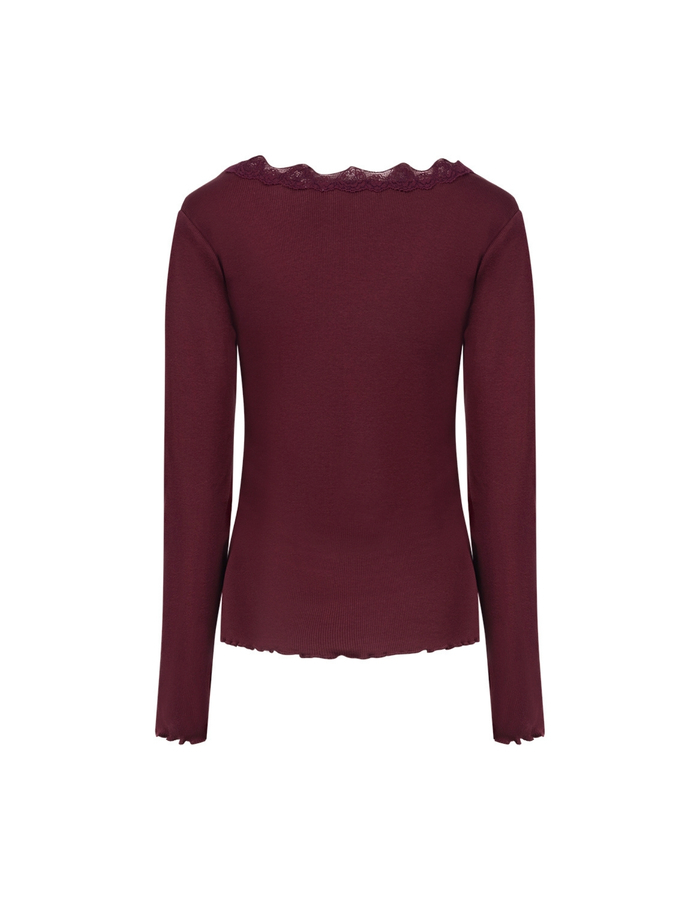Mika - T-shirt met kanten halslijn bordeaux