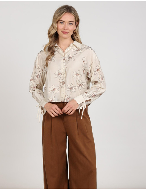 Nukus lange mouw bloes beige