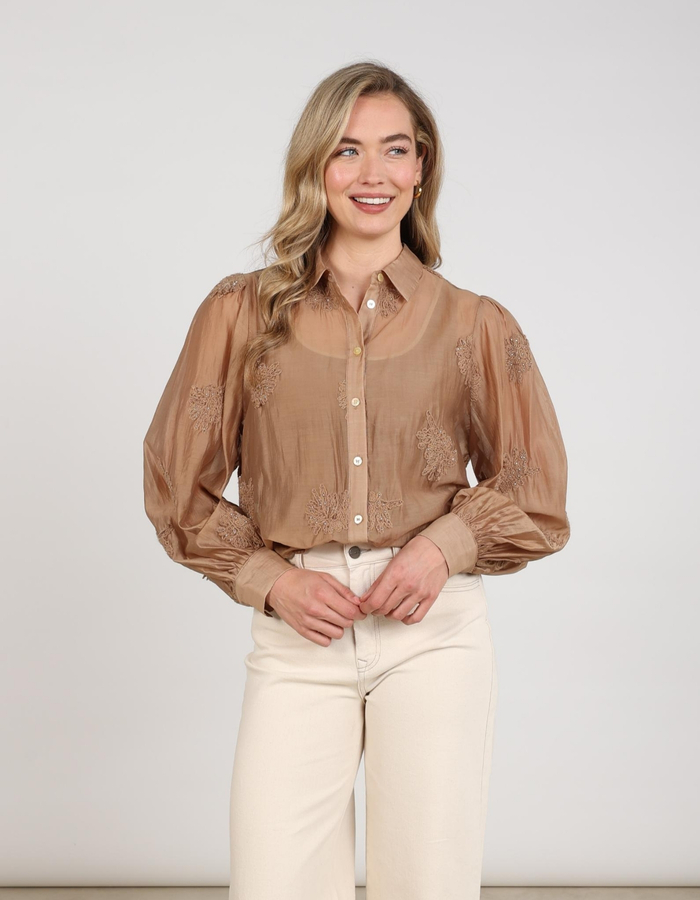 Nukus lange mouw bloes camel