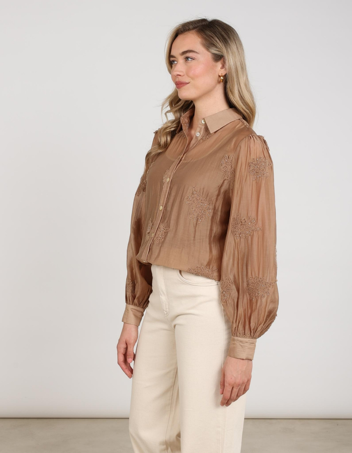 Nukus lange mouw bloes camel