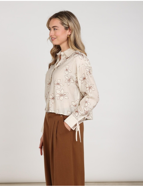 Nukus lange mouw bloes beige