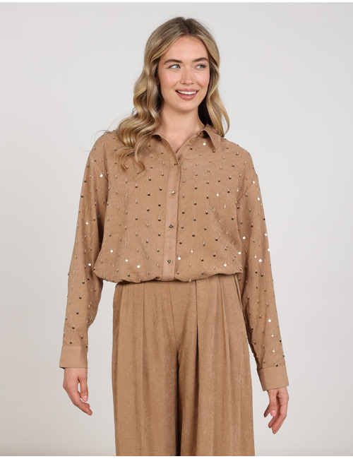 Nukus lange mouw bloes camel