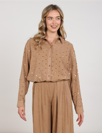 Ally - Chemisier avec paillettes et ourlet élastiqué