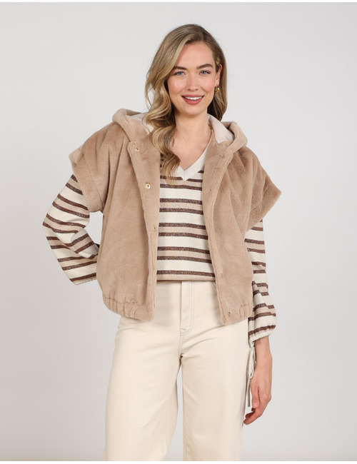 Nukus gilet zonder mouw beige