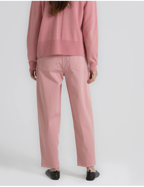 Rigo - Jean barrel rose à taille haute