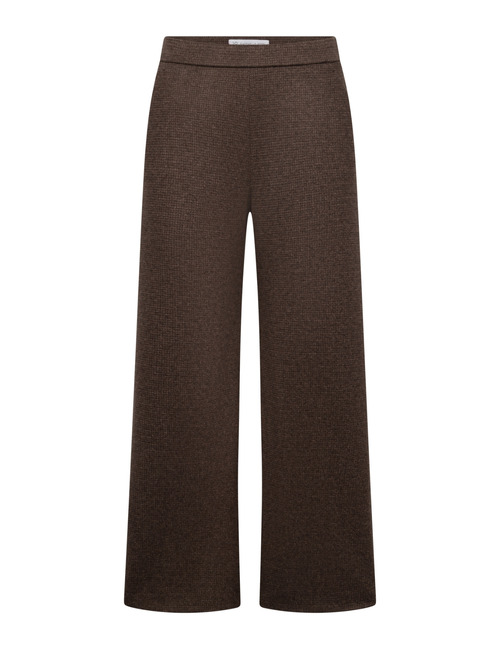 Palina - Long wijde broek met pied de poule patroon