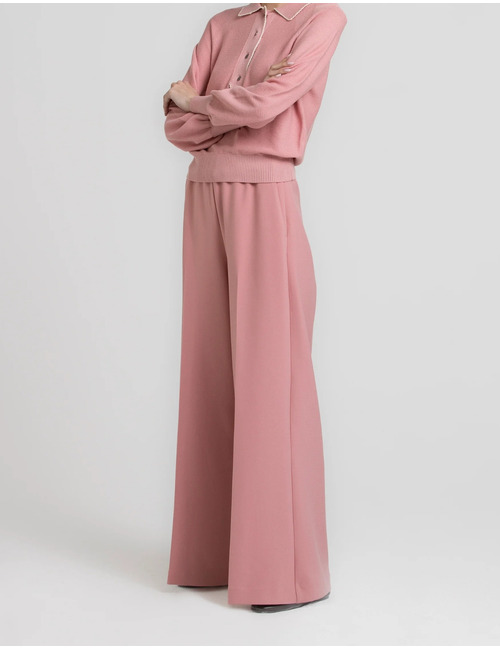 Rubio - Pantalon à jambes larges en rose doux