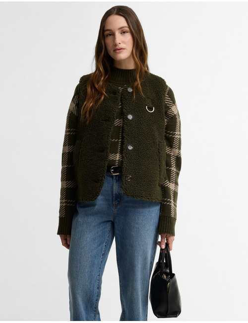 Gilet in teddyfleece olijfgroen