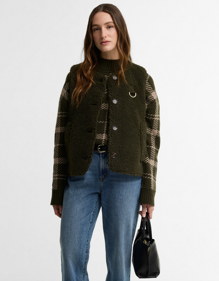 Gilet en polaire teddy vert olive