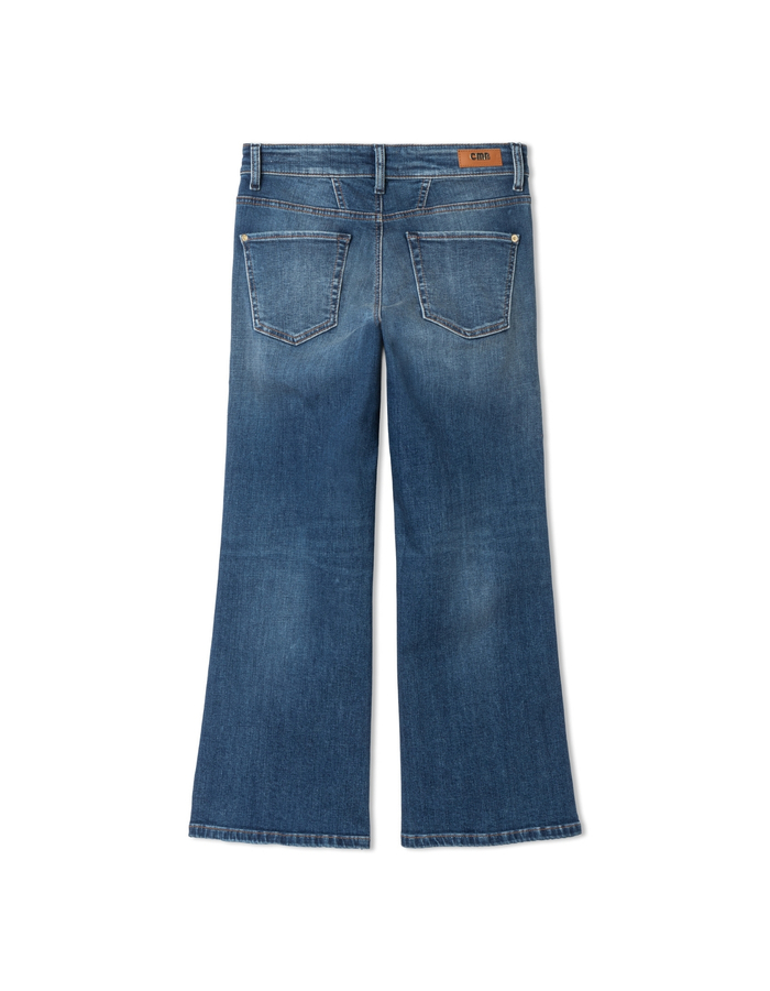 Fina - Jean wide leg en denim bleu intemporel