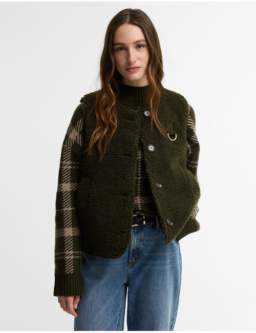 Gilet in teddyfleece olijfgroen