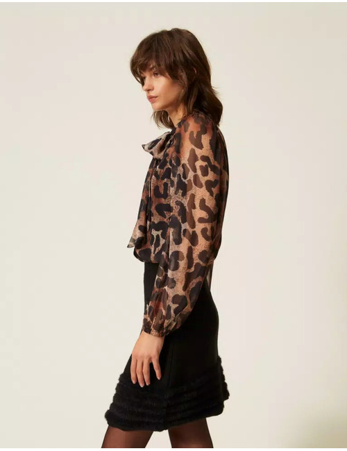 Voile blouse met dierenprint
