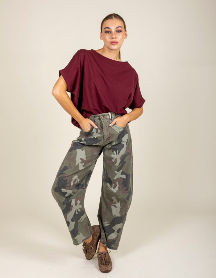 Black Rose t-shirt korte mouw bordeaux