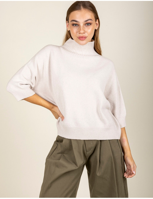 Black Rose korte mouw pull beige