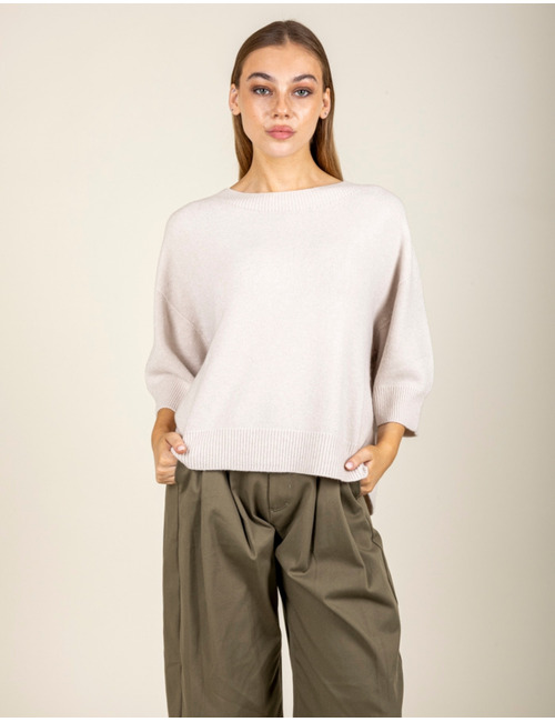 Black Rose 3/4 mouw pull beige