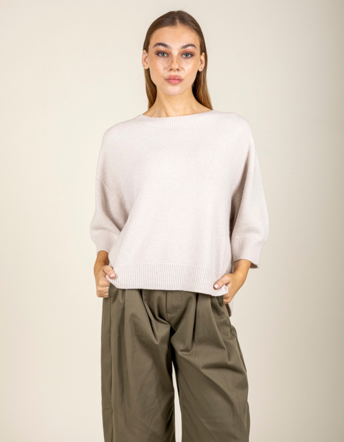 Black Rose 3/4 mouw pull beige