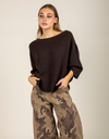 Black Rose 3/4 mouw pull bruin