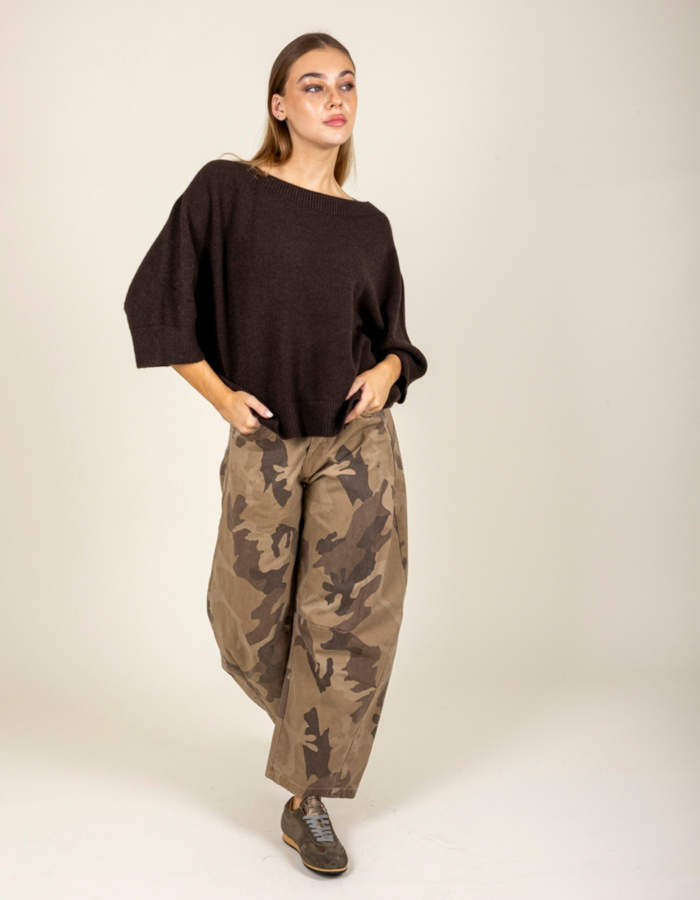 Black Rose 3/4 mouw pull bruin