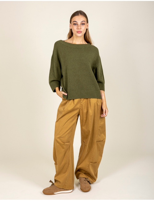 Black Rose 3/4 mouw pull kaki