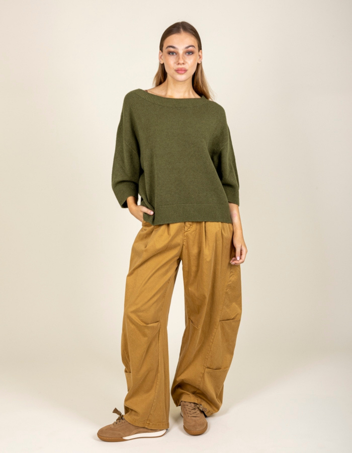 Black Rose 3/4 mouw pull kaki