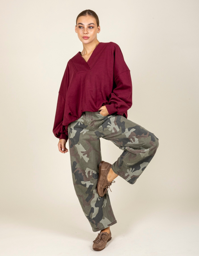 Black Rose lange mouw sweater bordeaux