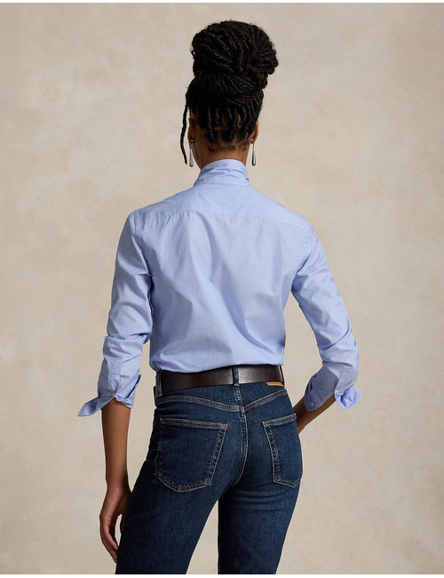 Slim fit katoenen blouse met strikdetail