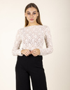 Giselle - T-shirt transparent en dentelle à manches longues