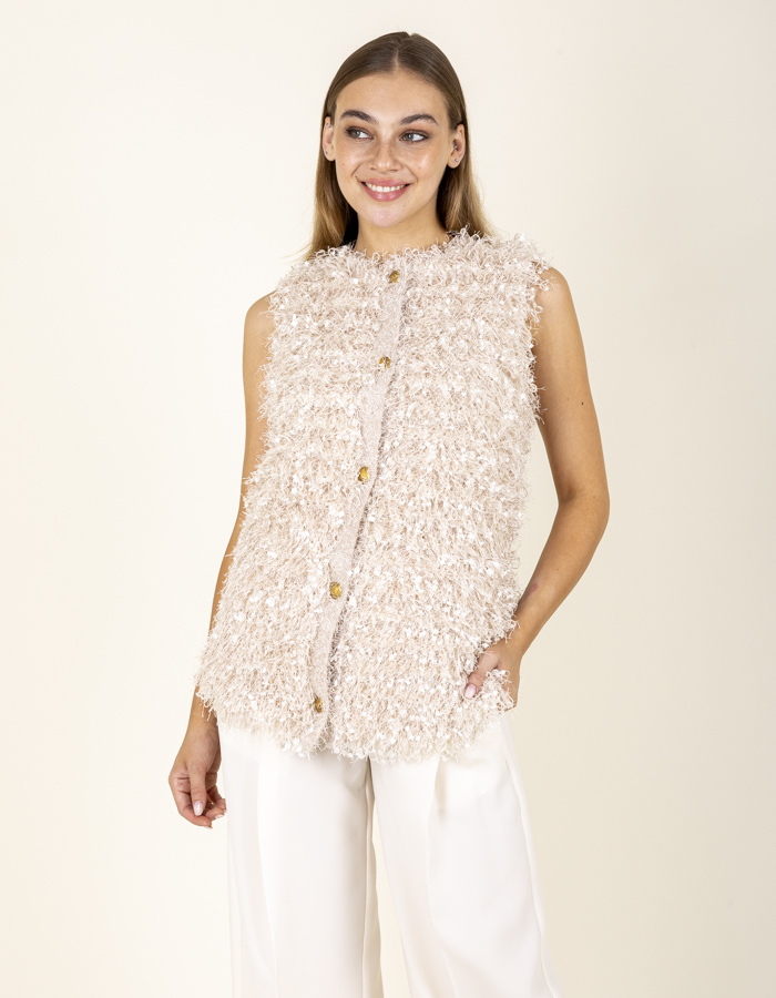 Twinset gilet zonder mouw beige