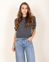 Pull en maille à motif de cœurs brun tabac clair