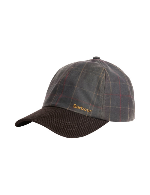 Casquette à carreaux avec visière en velours côtelé